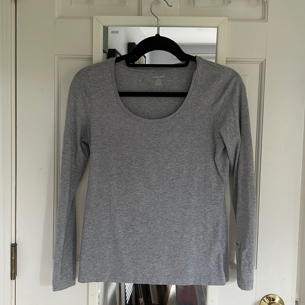 Lands’ End grey scoop neck long sleeve